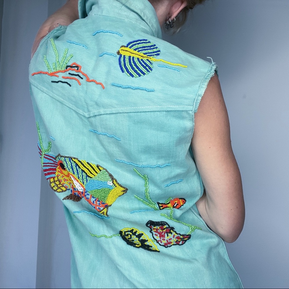 Vintage denim beaded vest from The Vintage Twin